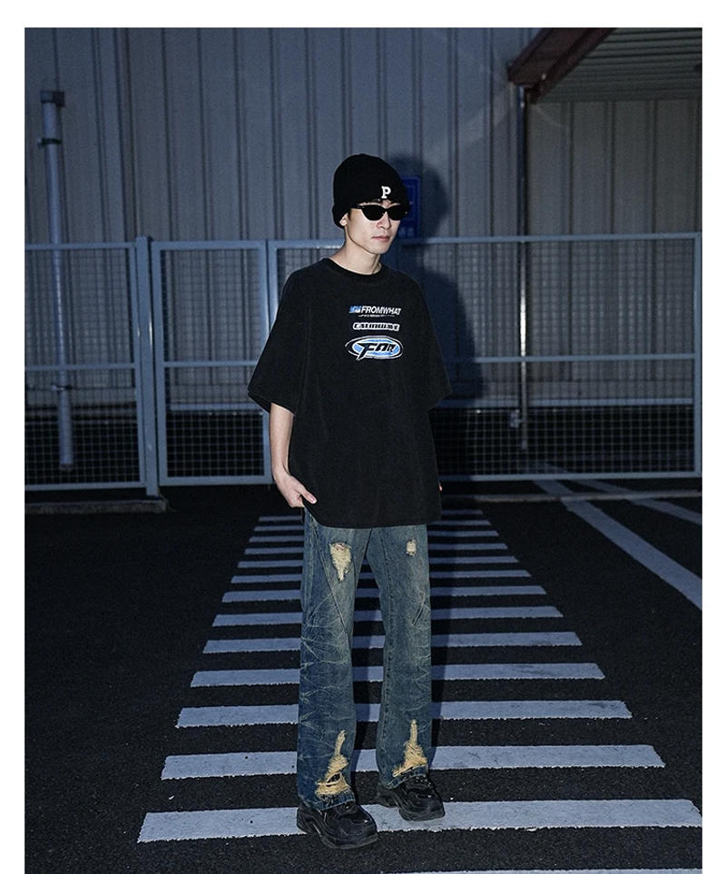 Description Picture 5 of itemUna Reta Jeans Pants Man 2024 Spring Summer New Hip Hop Wear Out Design Vintage Denim Pants Harajuku Trousers For Men