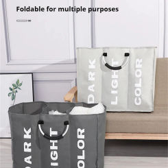 1pc 3 Grids Foldable Laundry Basket Bag Dirty Clothes Laundry Hamper Waterproof Oxford Durable Fabric Dirty Storage Basket