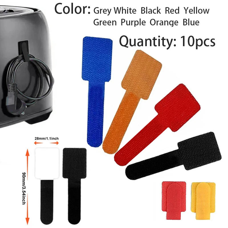 Description Picture 5 of item10pcs Reusable Cable Ties Fastening Wire Organizer Cord Rope Holder Self Adhesive Adjustable Cord Organizer Straps Desk Manageme