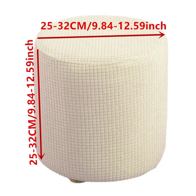 Description Picture 6 of item1PC Round Shape Footstool Cover Seat Cover Covering Chair Cushion Polyester Elastic Check Ottoman Covers Living Room Chair Cover