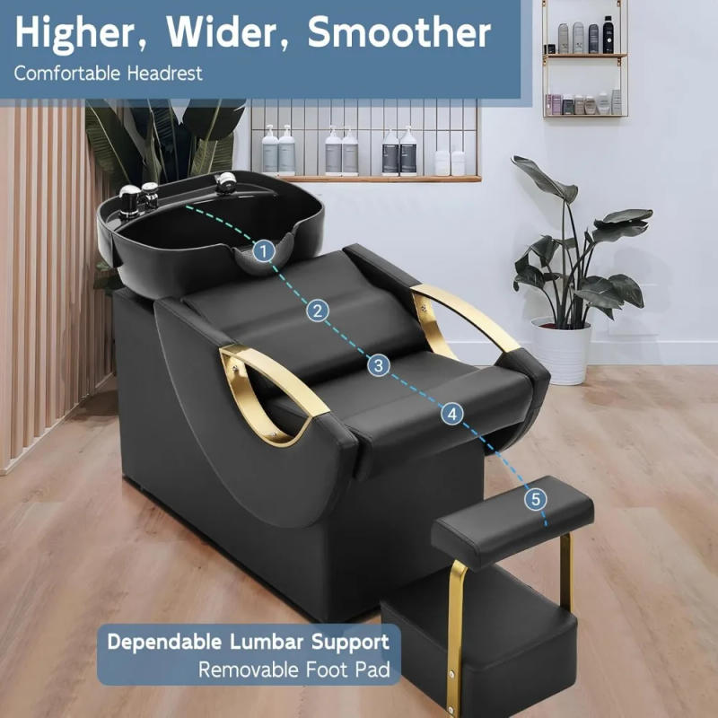 Description Picture 5 of itemShampoo Bowl and Chair Set for Salon, Hair Washing Station for Hair Stylist, ABS Plastic Backwash Barber Sink with Separate