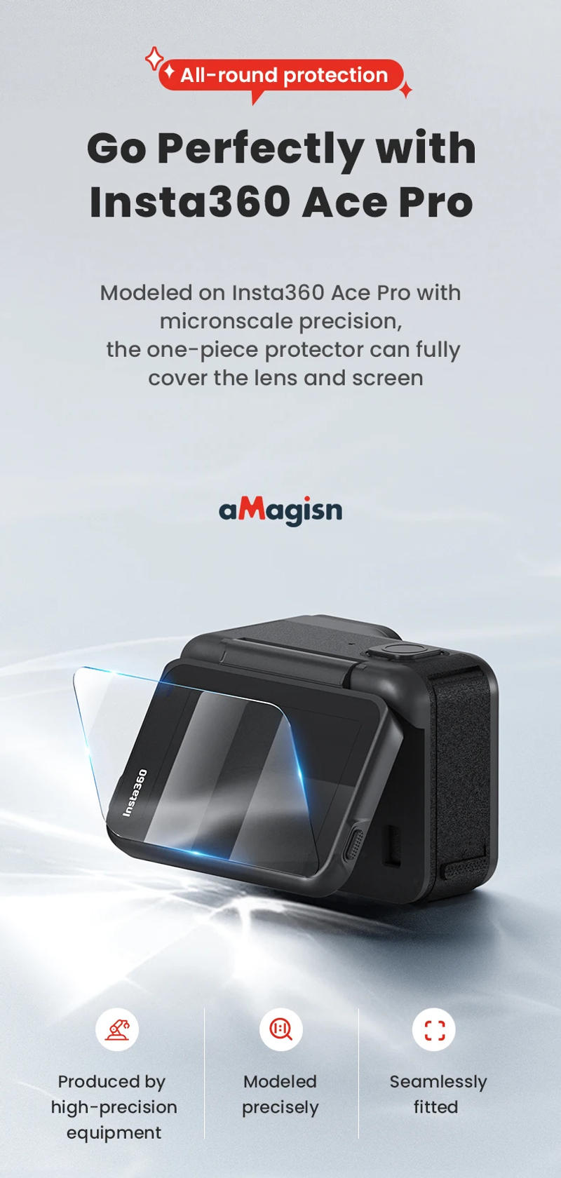 Description Picture 4 of itemaMagisn Tempered Glass Screen Protective Film 9H HD Film Protective Sports Camera Accessories For Insta360 Ace Pro