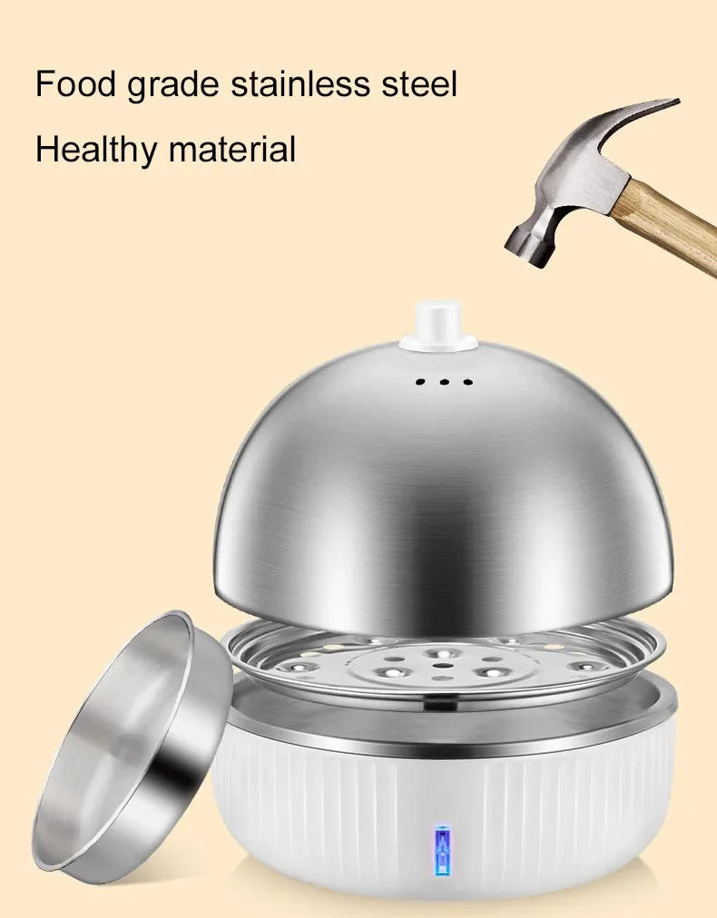 Description Picture 4 of itemDMWD Household Electric Egg Steamer Boiler Stainless Steel Automatic Multi Food Cooker 7 Eggs Egg Custard Steaming Cooker 220V