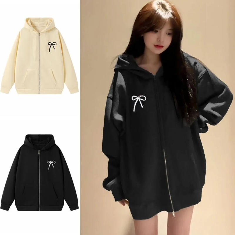 Description Picture 6 of itemPersonality Sweet Bow Girl Bowknot Hoodie Child Loose Teens Autumn Hoodie Coat Long Sleeve Y2k Coat Girls Students