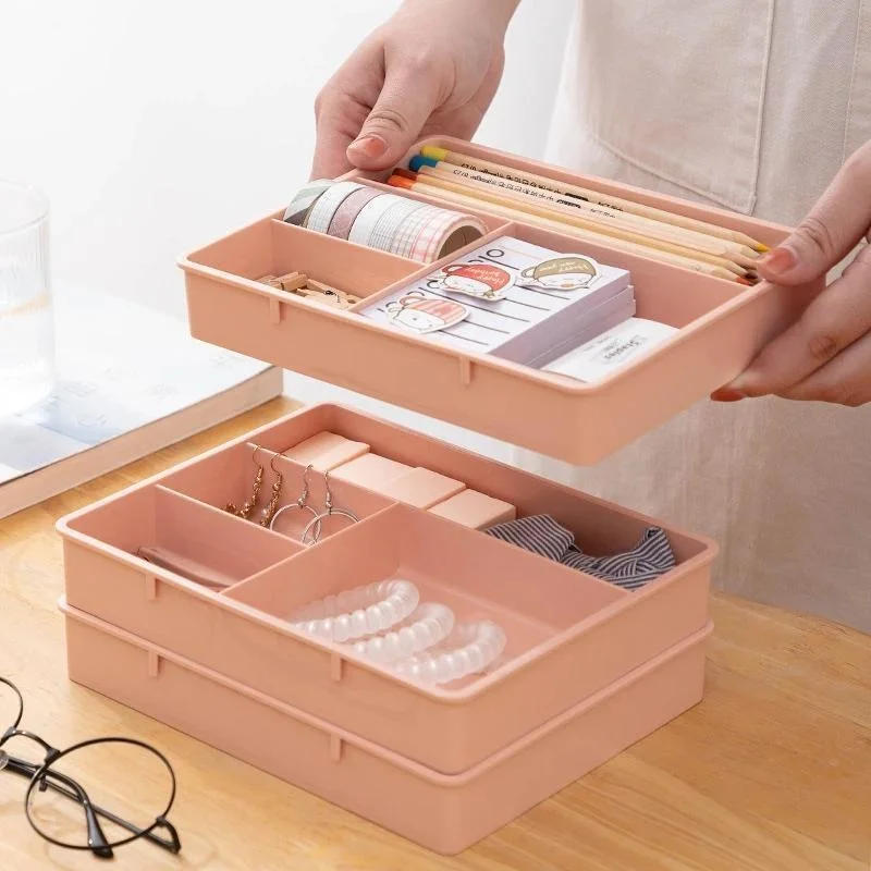 Description Picture 5 of itemDesk Drawer Organizer Stackable Multi-cell Storage Box Tray Dressing Table Jewelry Organizer Makeup Organizer For Home Office
