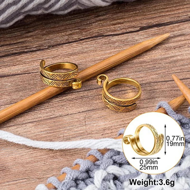 Description Picture 6 of itemMetal Knitting Loop Tool Sewing Finger Ring Blade Needle Braiding Crochet Yarn Guide Accessories Open Adjustable Ring Wool Craft