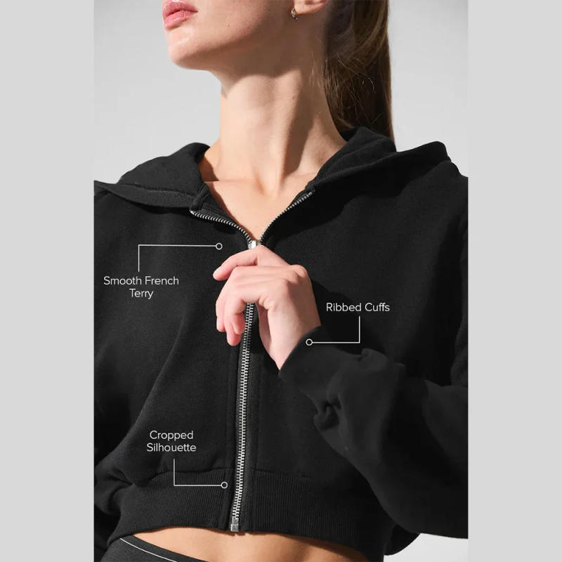 Description Picture 4 of item2025 AL New Jacket Full zip Yoga short coat Comfortable fashion gym outdoor sports Fitness jogging loose casual hoodie jacket