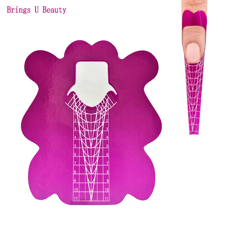 Description Picture 3 of item100/300/500Pcs Square/Rhombus/Stiletto Shape Self Adhesive Nail Form Stickers for Gel Acrylic Nail Tips Extension Acrylic Curve