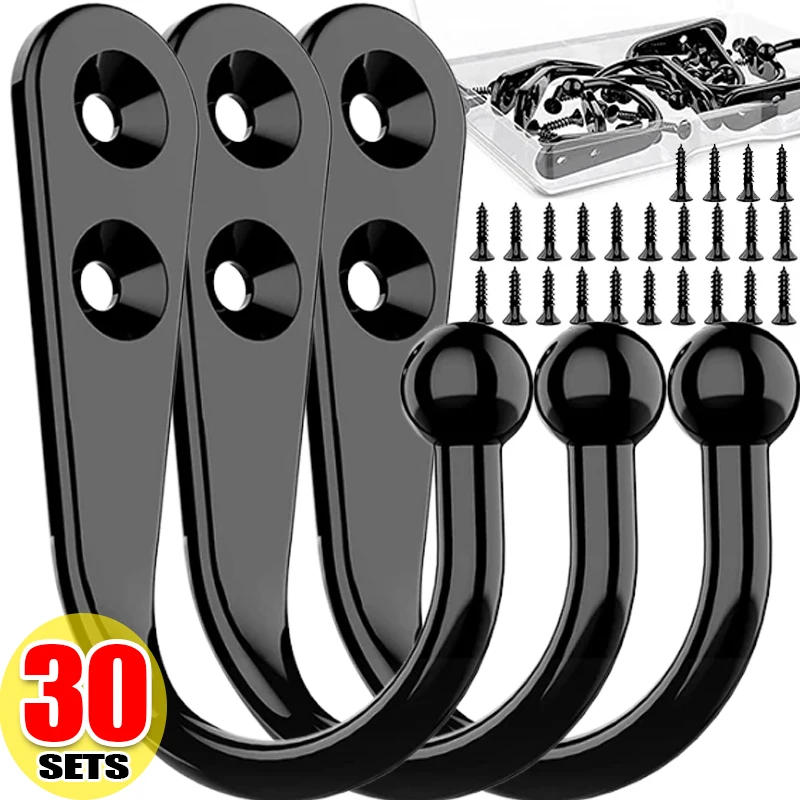 Description Picture 4 of item30/1set Heavy Duty Wall Mounted Hook Alloy Hanging Hooks with Screws for Kitchen Bathroom Towel Bags Robe Caps Storage Racks