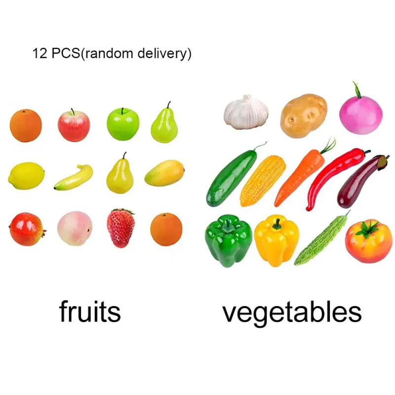 Description Picture 3 of itemRandom Delivery 12PCS Artificial Fruits Lifelike Vegetables Food Model Kitchen Landscape Home Decor Desktop Ornament Photo Prop