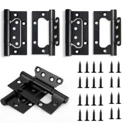 6Pcs Non Mortise Door Hinges Matte Black Door Hinges - Door Hardware Stainless Steel Hinges, Easy Installation, 2mm Thickness