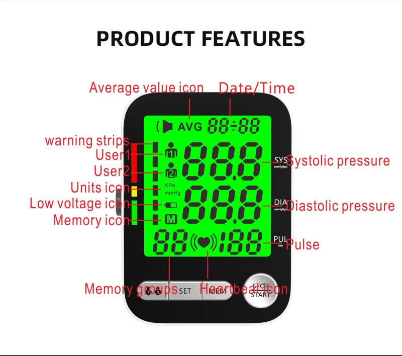 Description Picture 4 of itemHigh Accurate Blood Pressure Monitor Digital Sphygmomanometer Bp Monitors Electronic Tonometer Arm Cuff Talking BPM Tensiometer