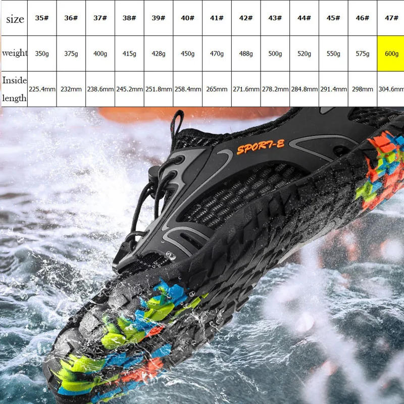 Description Picture 2 of itemSummer Wading Hiking Shoes for Men Outdoor Man Sneakers Breathable Quick Drying Sports Trekking Beach Barefoot Mens Shoes