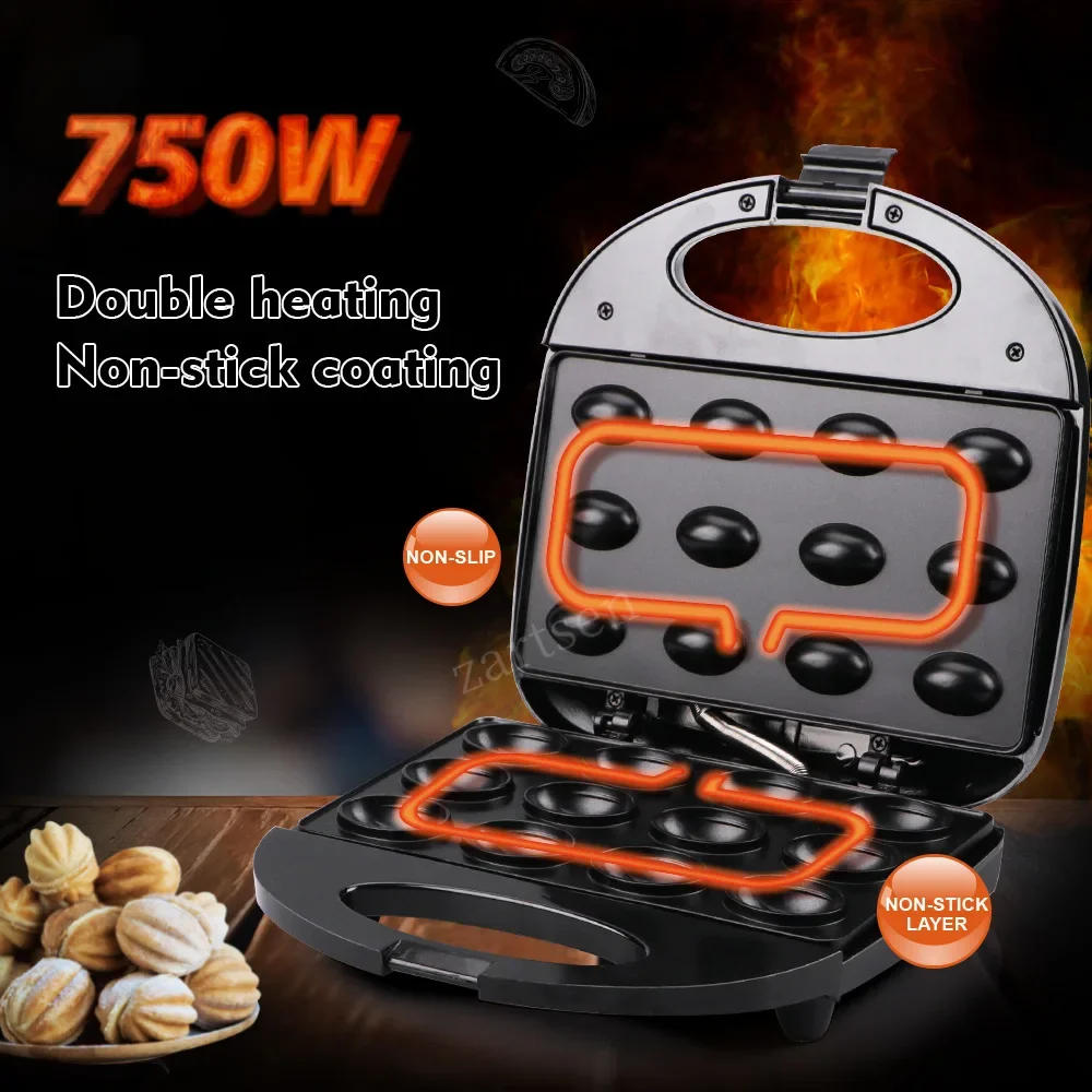 Description Picture 4 of itemMini Electric Walnut Cake Maker Automatic Nut Waffle Bread Machine Iron Toaster Baking Breakfast Pan Non-Stick Coating