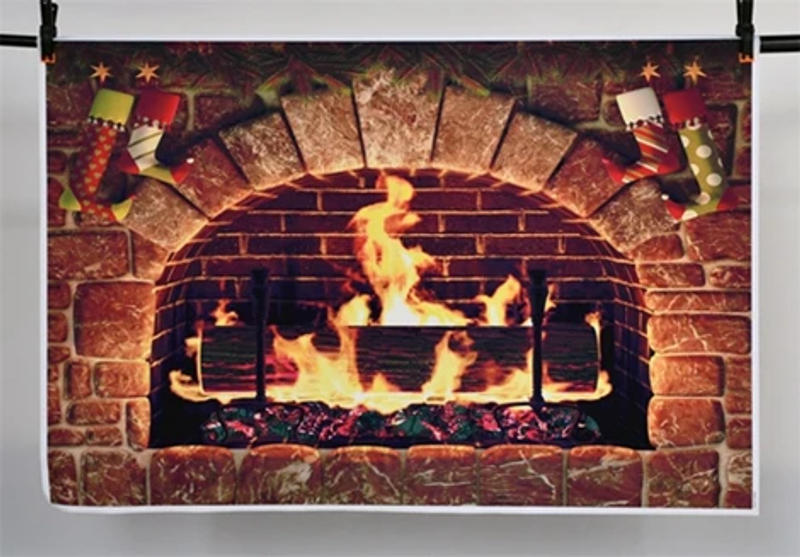 Description Picture 2 of item2024 Christmas Fireplace Photography Backgrounds Custom Flame New Year Home Decoration Photo Booth Photographic Backdrops Props