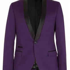 Purple Wedding Men's Blazer Slim Fit Shawl Lapel One Button Suit Jacket Only One Coat for Wedding Business