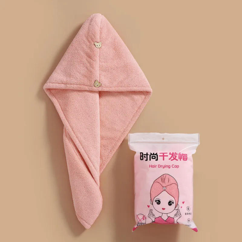 Description Picture 5 of itemPurchase Products Microfiber Hair Towel Hair Cap With Button Feminine Bathroom Accessories Quick-drying Bathrobe Home Textile