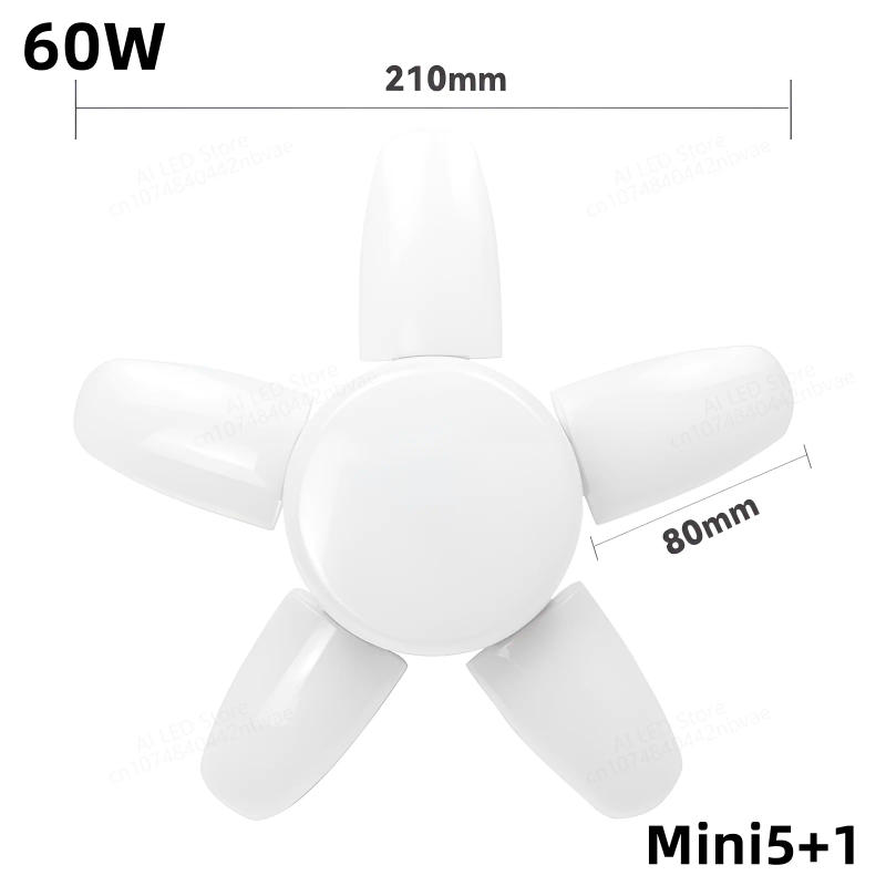 Description Picture 6 of item28W 60W 80W 100W 150W 200W E27  LED Bulb Fan Blade Lamp AC220V AC110V Foldable Led Light Bulb Lampada For Home Ceiling Light