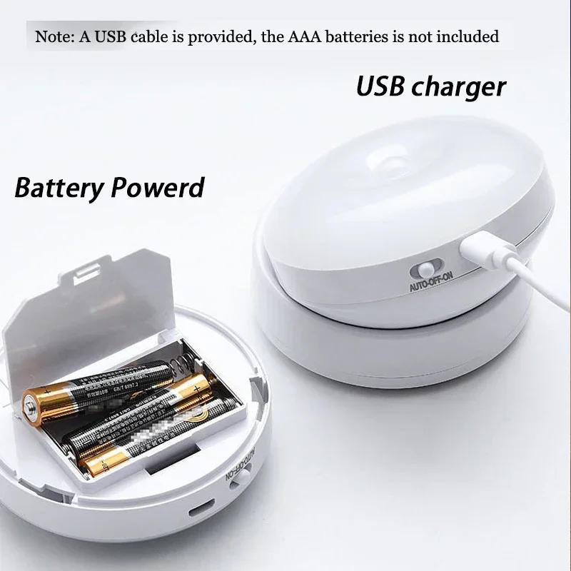 Description Picture 2 of item360 Rotated PIR Motion Sensor LED Night Light Wall Lamps Rechargeable Under Cabinet Light Wireless Closet Night Lamp