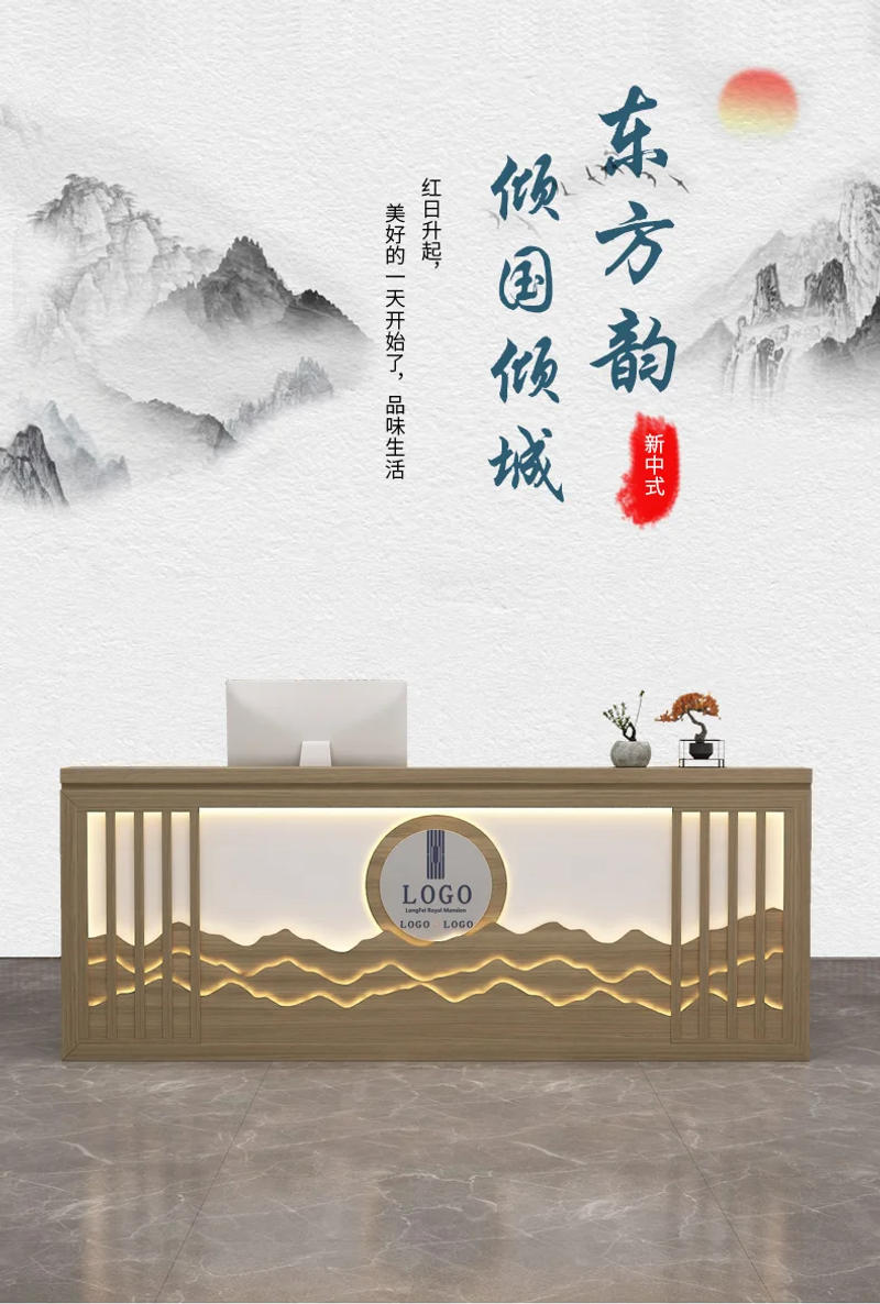 Description Picture 2 of itemCounter Barbershop Reception Desk Luxury Podium Modern Restaurant Reception Desk Checkout Shop Recepcion Reception Furniture