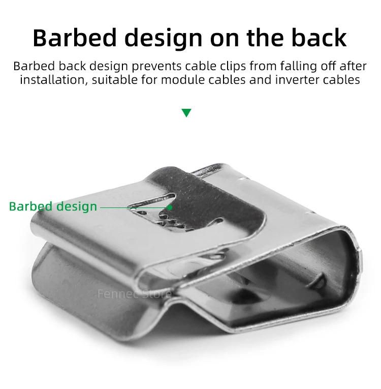 Description Picture 4 of itemSolar Panel Cable Clips Stainless Steel PV Wire Clip Fixing Clamps 40/50/70/100PCS for PV Module Wire Accommodates 2 Wires