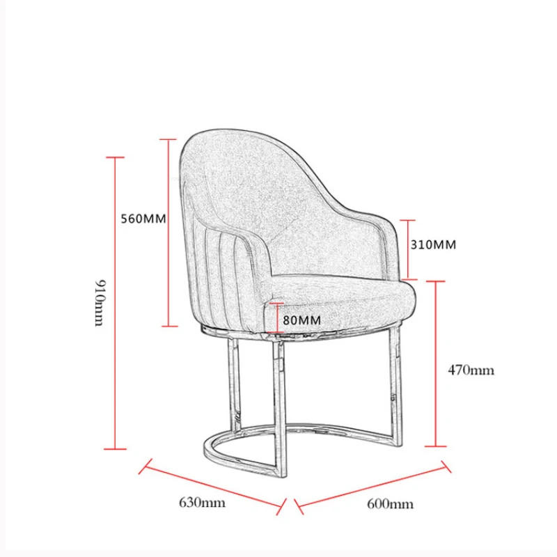 Description Picture 2 of itemEuropean Flannel Dining Chairs for Kitchen Designer Armchair Dining Room Furniture Brushed Stainless Steel Home Dining Chair GM