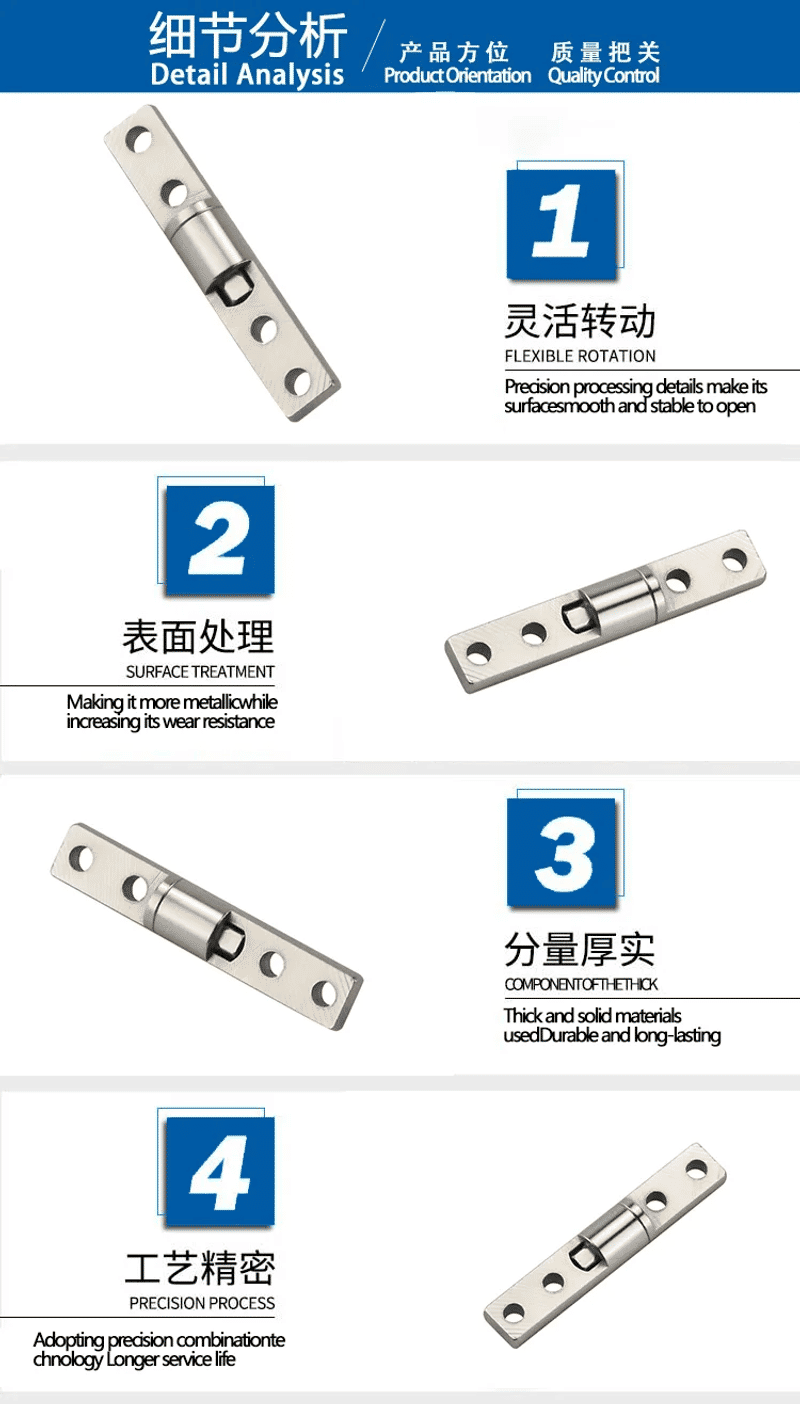 Description Picture 5 of itemCommercial Slotted Damping Shaft Torque Hinge Can Stop At Will 8*43.5 Small Damper 360 Degree Circular Rod Embedded Torque Hinge