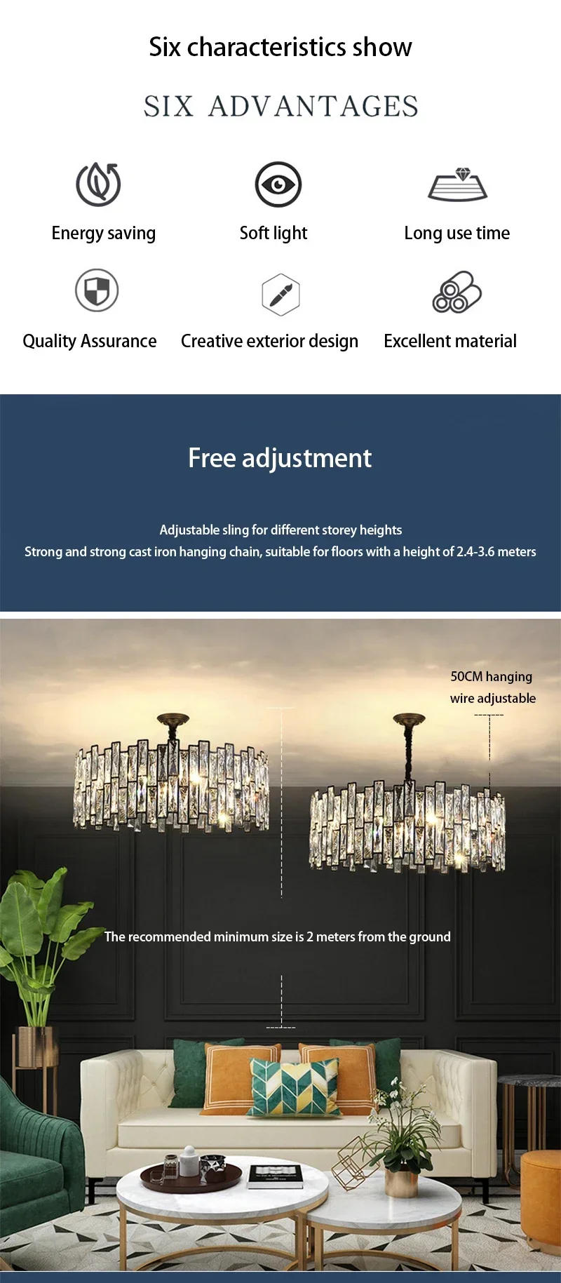 Description Picture 6 of itemPersonalized Italian Crystal Living Room Postmodern Chandelier Atmosphere Creative Restaurant Lamp Hall American Bedroom Lamp