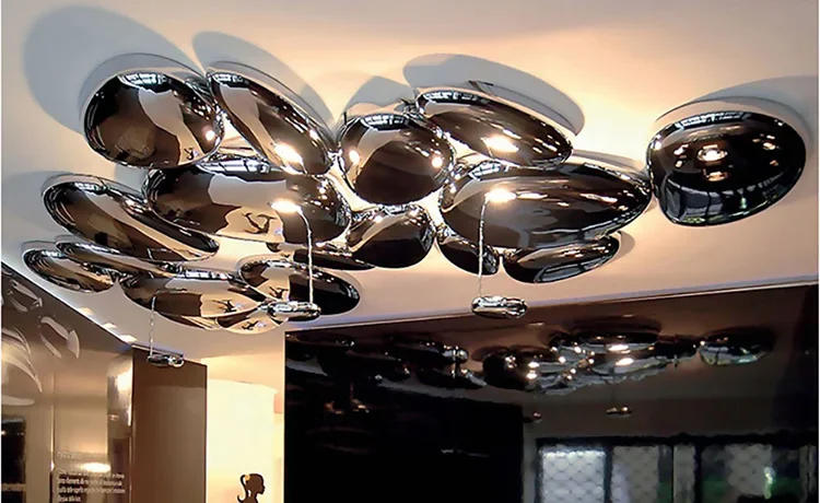 Description Picture 6 of itemSKYDRO ELECTRIFIED CEILING LIGHT silver lamp LED glass ceiling lights Luxury Metal Mercury Ceiling Lamp Foyer art deco lamp