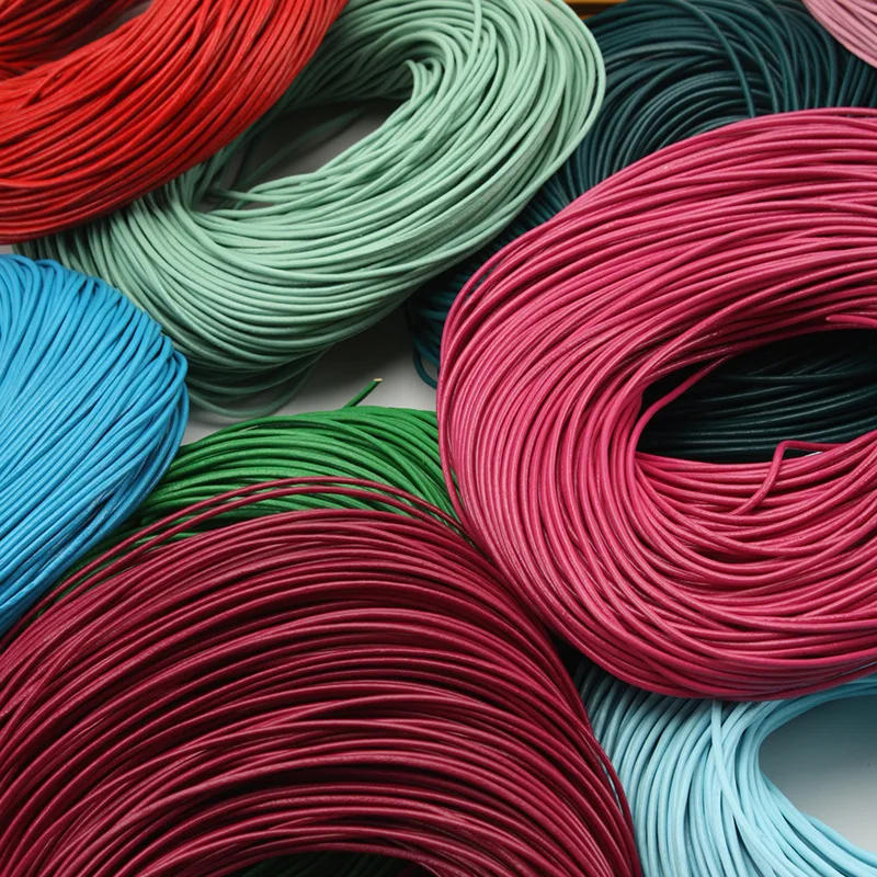 Description Picture 4 of item2mmx5m Colorful 100% Genuine Cow Leather Round Thong Cord Leather Cord String Rope for Handmade DIY Leathercraft Accessories