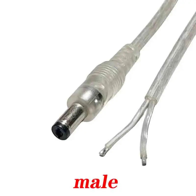 Description Picture 3 of item2.1mmx5.5mm 12V DC Pigtail Cable Connector Cord Male Female Plug 0.2/1/2m Extension Cord Power Adapter LED Strip transparent