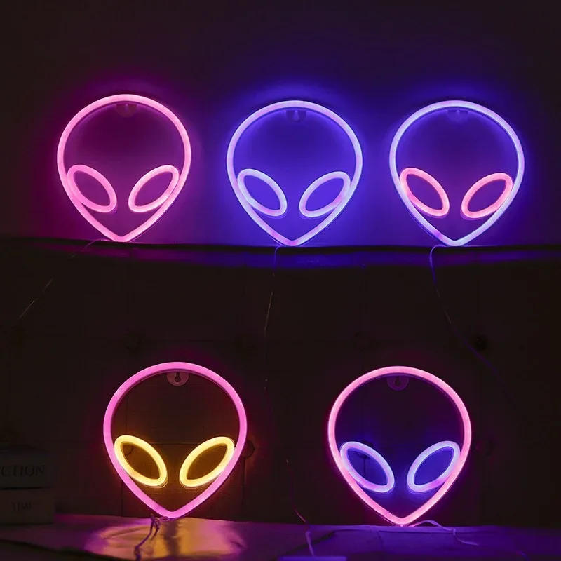 Description Picture 5 of itemGreen Alien LED Neon Night Lights Art Sign Game Room Hip Hop Party Bar Bedroom Decoration Christmas Gift Wall Hanging Neon Sign