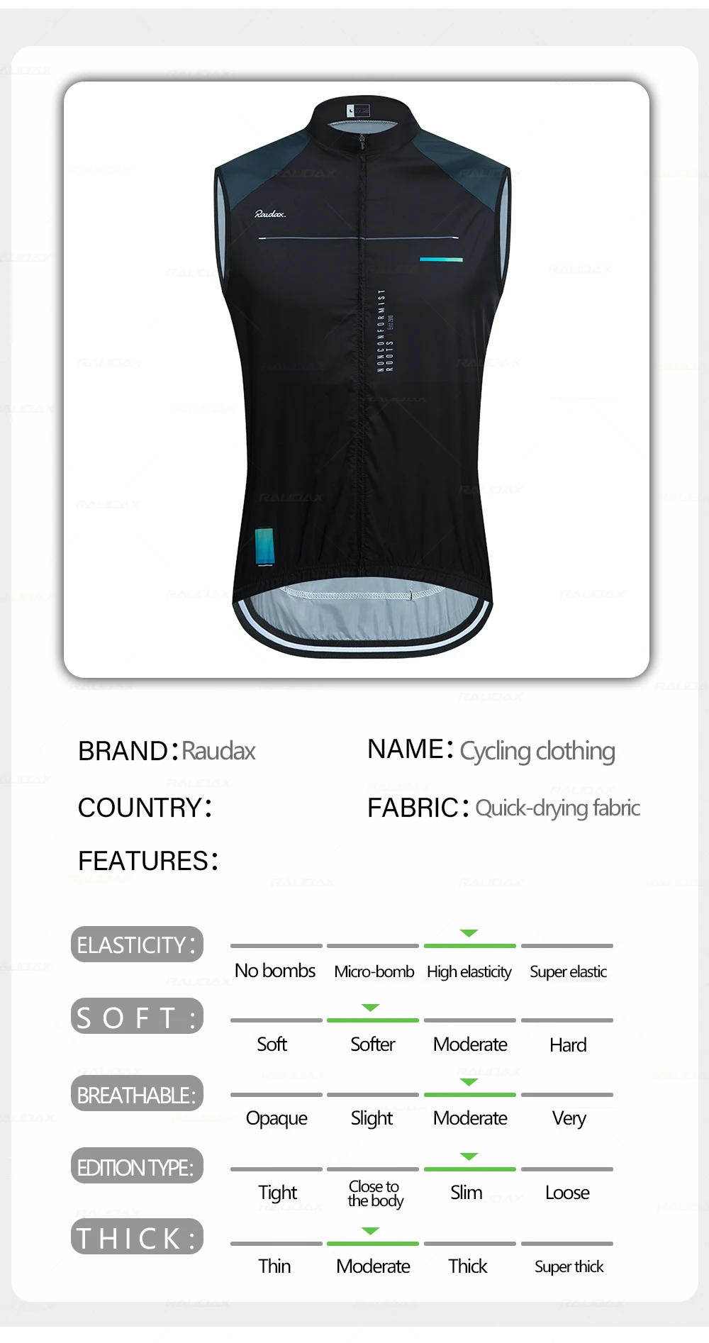 Description Picture 5 of itemMen Raudax Sleeveless Cycling Vest Mesh Ciclismo Lets Gobik Undershirt Jersey Windproof Cycling Clothing Gilet Motorcycle Vest