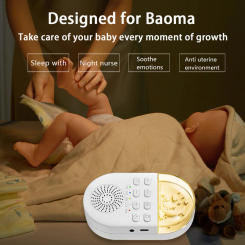 White Portable Noise Machine 5-Second Breathing Lamp 24 Soothing Sounds Sleeping Relaxation for Babyr People with Poor Sleep