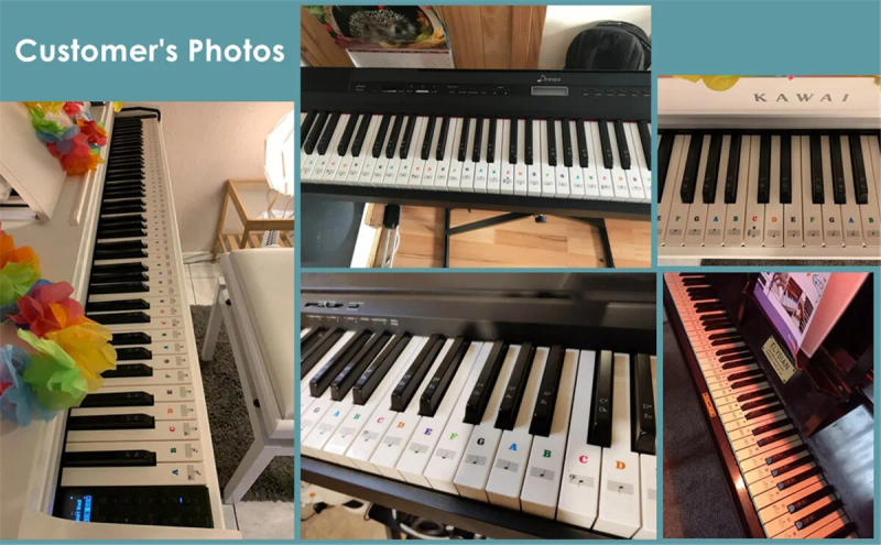 Description Picture 4 of itemPiano Keyboard Stickers for 37 49 54 61 88 White and Black Keys Music Electronic Piano Keyboard Note Stickers