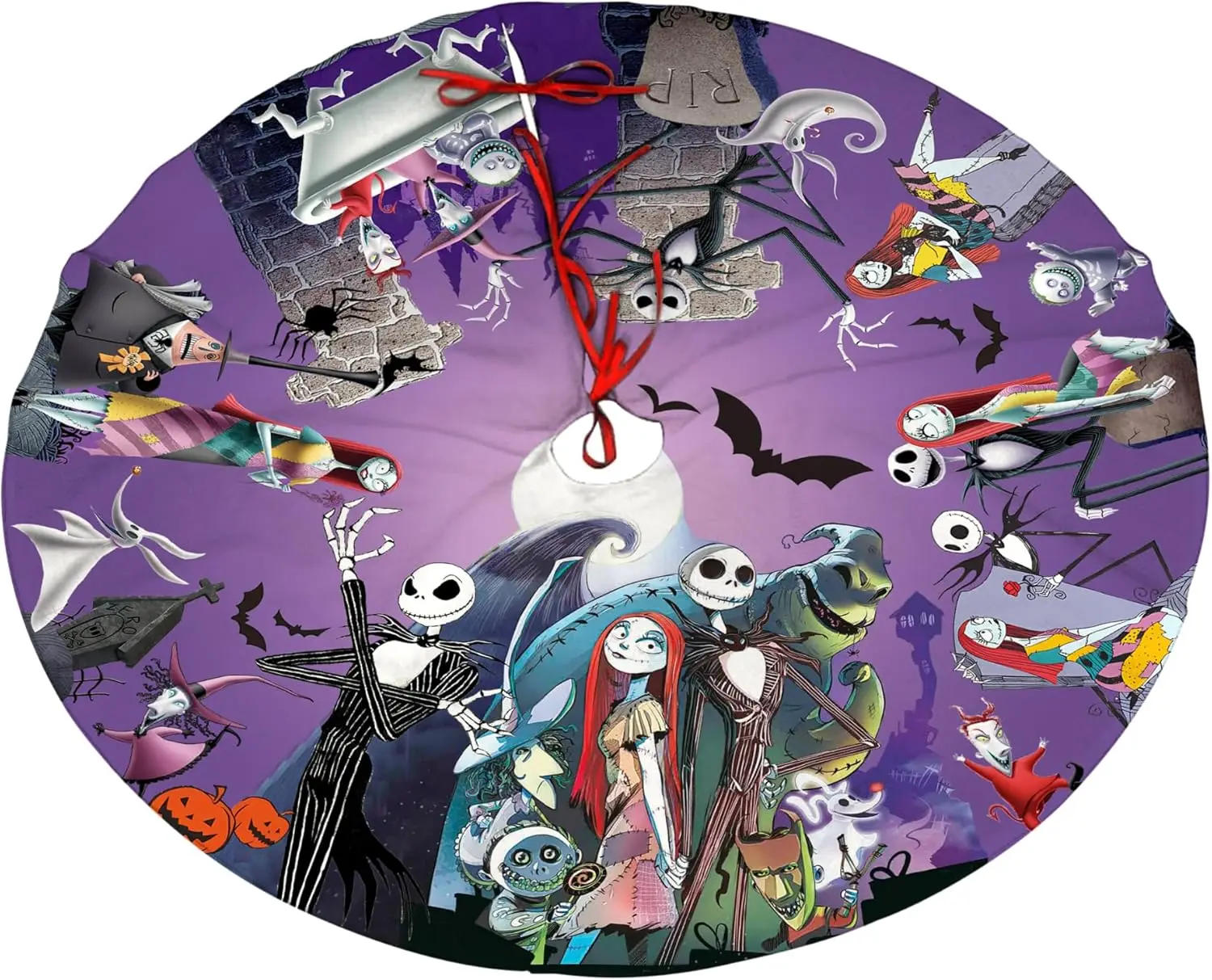 Description Picture 3 of itemHalloween Tree Skirt 36 in Jack Skulls for Holiday Halloween Christmas, Purple Tree Skirts Mat Decorations, Festival Home Decor