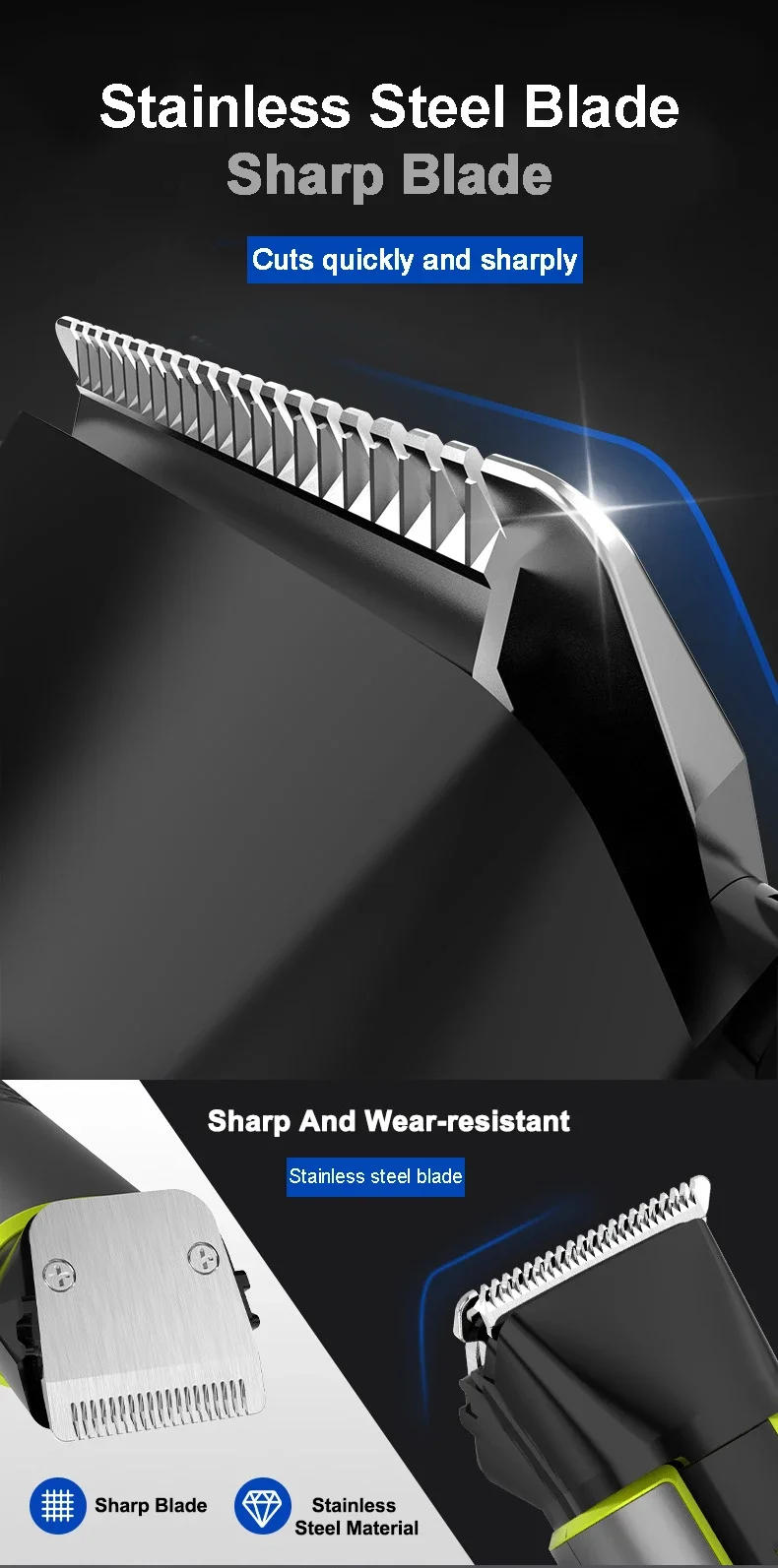 Description Picture 5 of itemMultifunctional Hair Clipper USB Charging IPX5 Waterproof Professional Electric Hair Clipper 4-in-1 Razor Nose Hair Trimmer Set