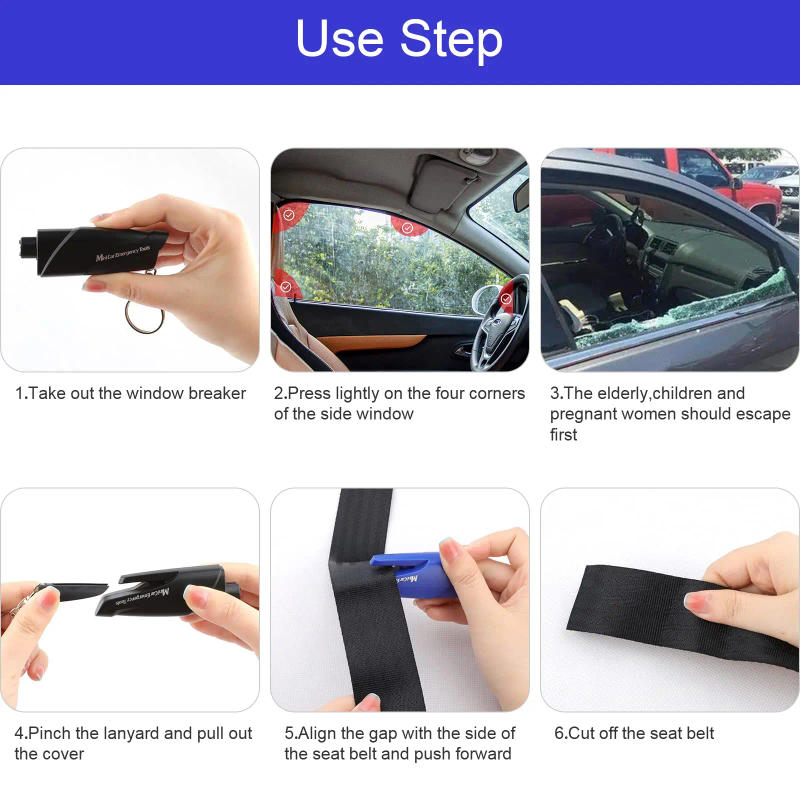Description Picture 4 of itemSMARLAN Portable Safety Hammer For Car Side Window Breaking Seat Belt Cutter Life-saving Escaping Emergency Tool With Key-chain