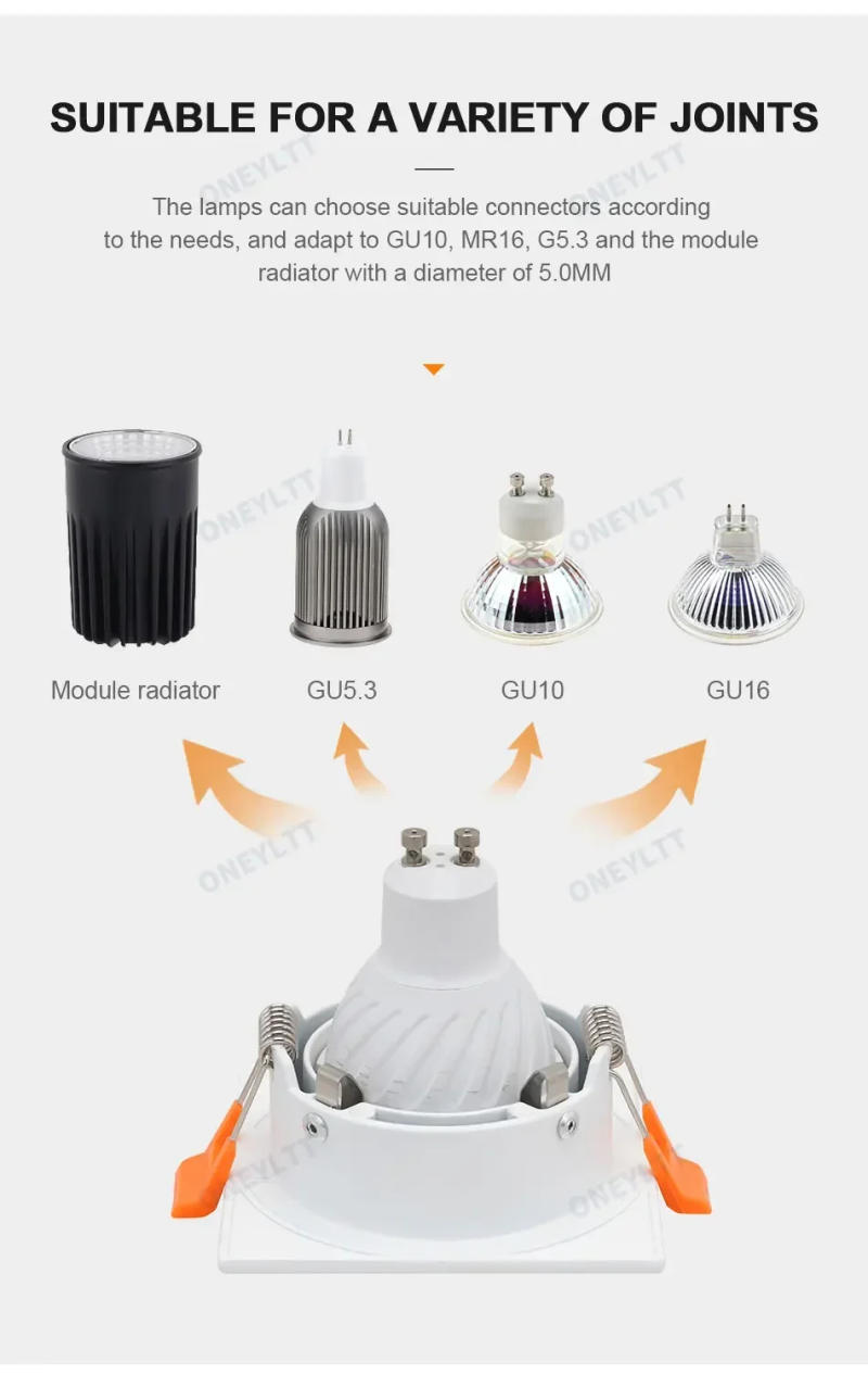 Description Picture 6 of itemHot sale 2022LED module MR16 anti-glare led spotlight fixture aluminum round square gu10 embedded led downlight frame