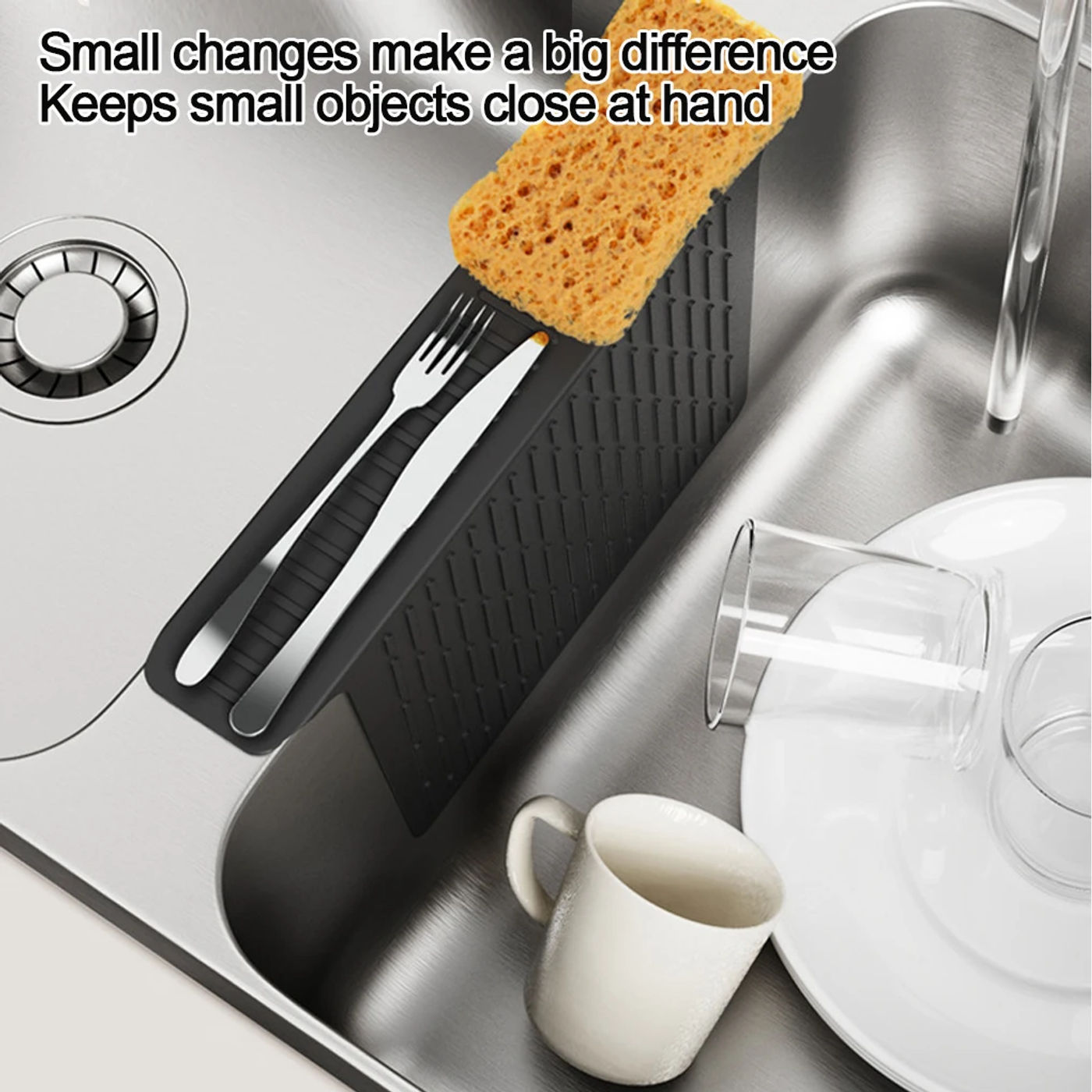 Description Picture 5 of itemSilicone Sink Saddle Mat Grey/Black Kitchen Sink Protector Divider Mat Heat Resistant Pad Tableware Non-slip Mats For Kitchen
