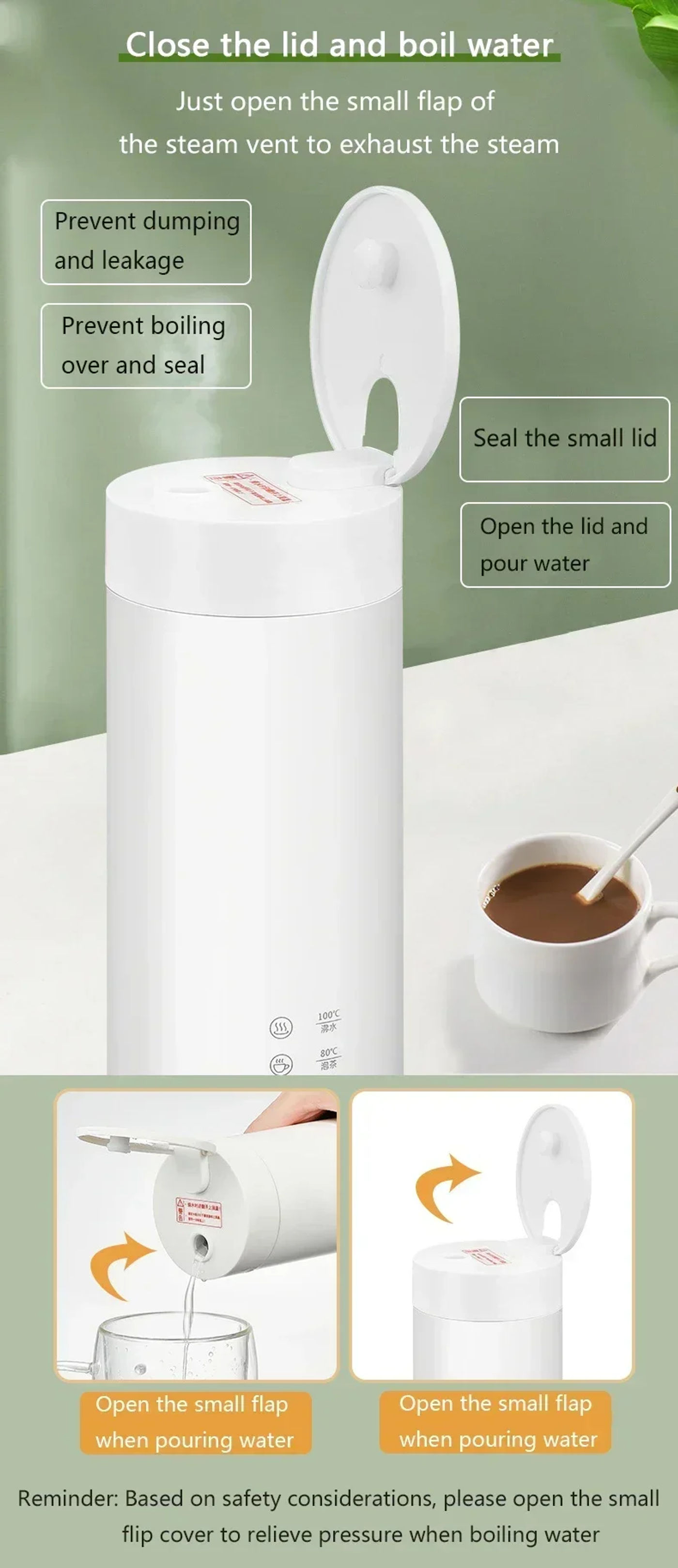 Description Picture 6 of item400ML electric water cup intelligent boiling cup electric cup multifunctional health cup portable boiling electric kettle