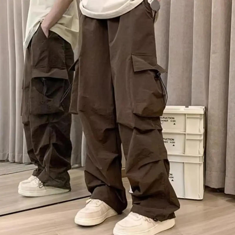 Description Picture 4 of itemMen Cargo Pants Multi Pockets Loose Deep Crotch High Street Y 2K Streetwear Hip Hop Elasic Waist Full Length Men Long Trousers