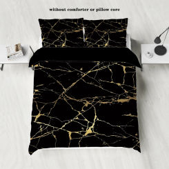 3pcs Bronzing Marble Grain Print Series Bedding Set,Soft Comfortable,For Bedroom,Guest Room (1*Duvet Cover+2*Pillowcase,No Core）