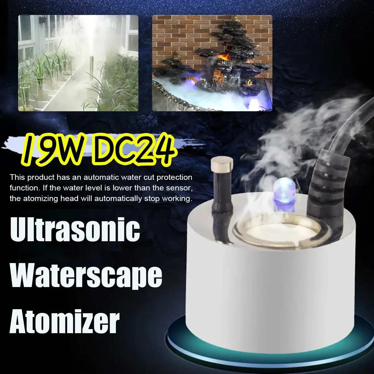 Description Picture 4 of item36mm Ultrasonic Humidifier Air Mist Maker Fogger LED Light Water Fountain Pond Atomizer Head Air Humidifier Nebulizer Vaporizer