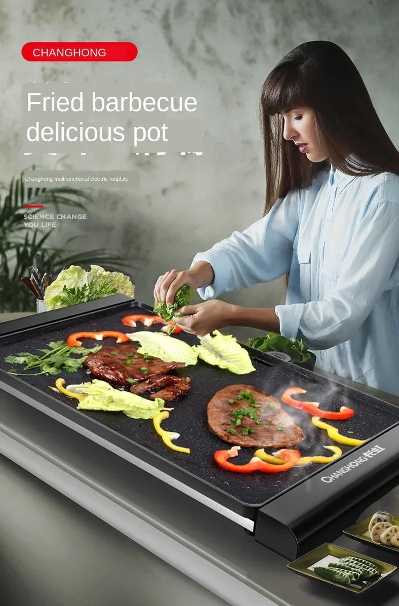 Description Picture 2 of item220V Large Electric Grill Barbecue Household Smokeless Electric Grill Pan Non-stick Grill Pan Grilled Fish Electric abc