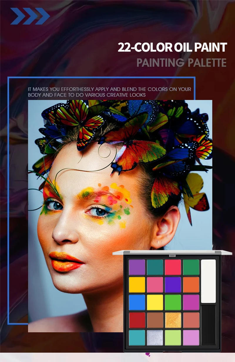 Description Picture 2 of item22 Color Face Body Painting Kit for Kids Adults,Face Paint Makeup Palette with Brush,Halloween Carnival Artist Cosplay Art Party