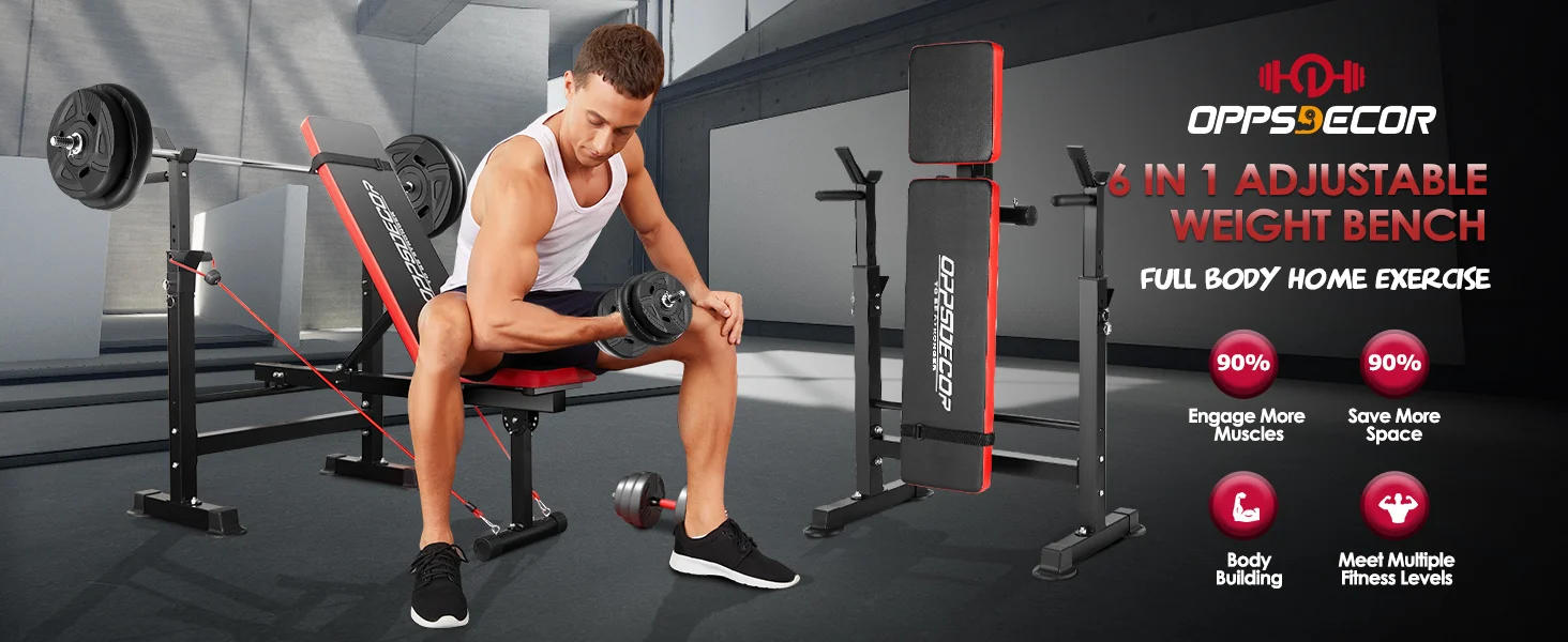 Description Picture 4 of item600lbs 6 in 1 Weight Bench Set with Squat Rack Adjustable Workout Bench with Leg Developer Preacher Curl Rack Fitness