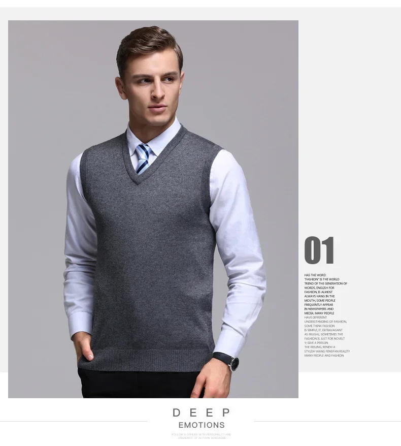 Description Picture 5 of itemBrand Men's Woolen Vest Base Sleeveless for Male Woolen V-neck Sweater Vest
