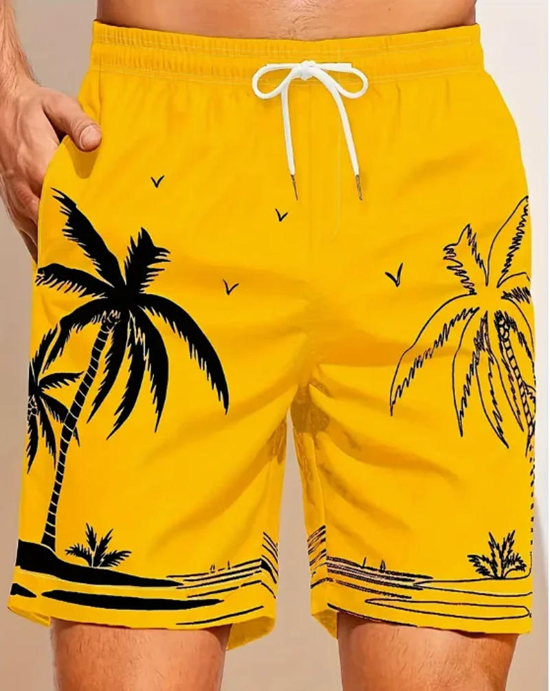 Description Picture 3 of itemSummer Holiday Coconut Tree Print Men's Board Shorts Hawaiian Style Shorts For Beach Stylish Shorts Comfy Shorts Active Shorts