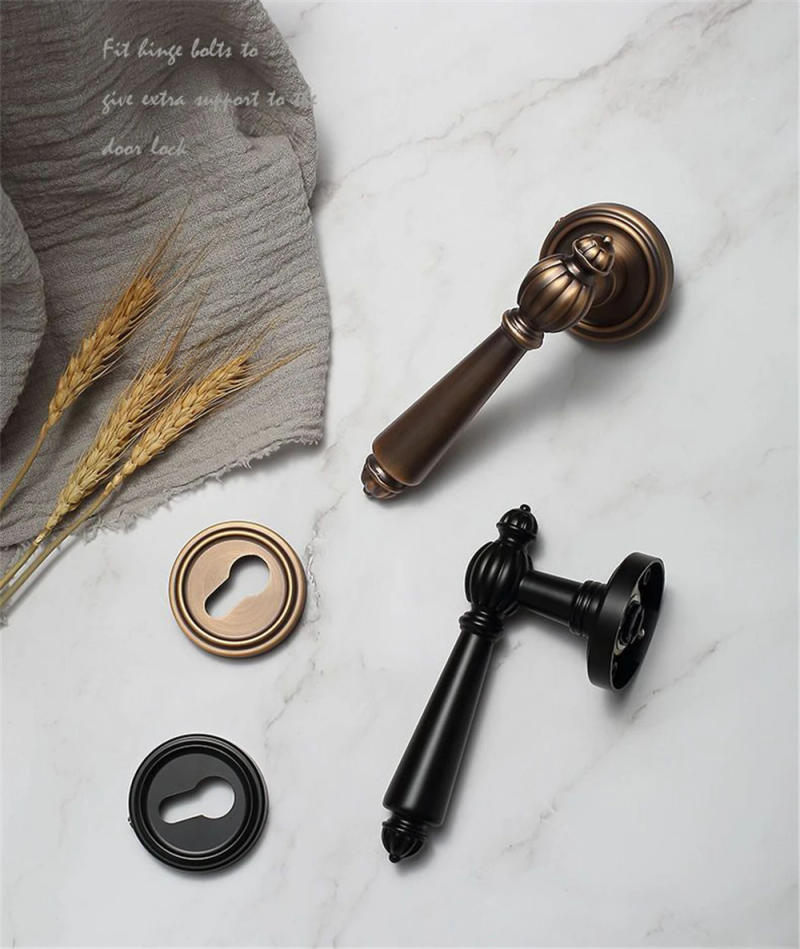 Description Picture 3 of itemBlack Zinc Alloy Door Handle Lock Interior Silent Safety Door Locks Bedroom Split Mechanical Gold Lock Furniture Hardware Locks